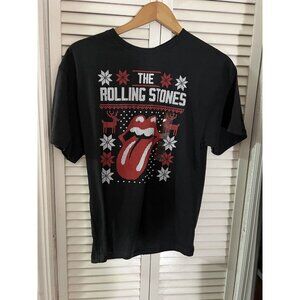 Rolling Stones Womens Christmas T-Shirt Black XS 2023